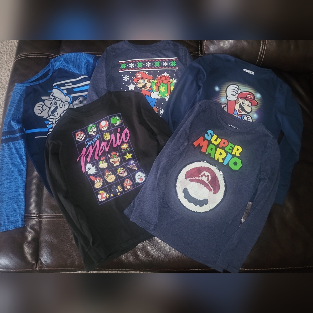 Boys Long Sleeve Super Mario Shirt Bundle Sz M/10